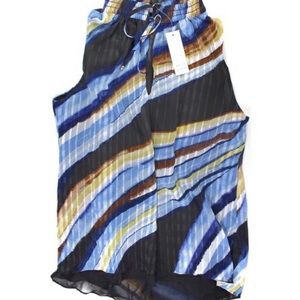 NWT WHBM Printed Tie Front Semi Sheer Cami S